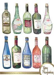 Wine Bottles Glass Bottles Colored Clip Art Images Watercolor Hand Painted Png Transparent Backgro Wine Bottle Drawing Bottle Drawing Bottle Painting