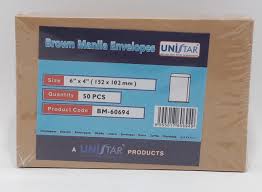 Unistar Brown Manila Envelopes 6x4 Pack Of 50 Bm 60694 9555017606949