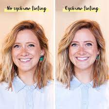 Here S What Tinted Brows Look Like On A Blonde A Brunette Hair Tint Dye Eyebrows Tinted Eyebrows