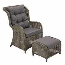 Argos Home Dave Rattan Garden Chair And Stool Grey Ebay