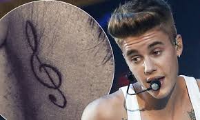 Our music note tattoo behind the ear is applicable easily. Justin Bieber Shows Off New Tattoo Behind His Ear His Fourth Inking This Year Daily Mail Online