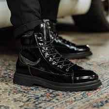 Marc Nolan New Aiden Black Patent Leather Combat Boots Facebook