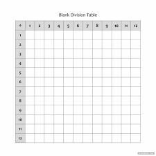 Blank Division Table Printable Printabler Com In 2020 Division Chart Learn Basic Math How To Memorize Things