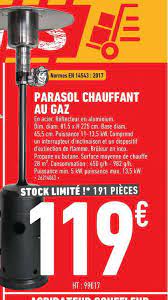 Parasol en promotion chez brico dépôt. Offre Parasol Chauffant Au Gaz Chez Brico Cash
