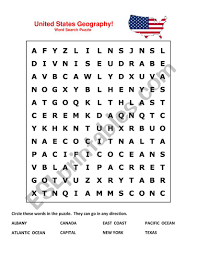 These cities range in size from the 100k residents in vacaville, ca to the nearly 8.4 million people living in new york, am. United States Geography Word Search Puzzle Esl Worksheet By Robinesl
