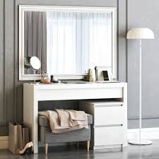 The malm white dressing table from ikea is a sleek option that would work in any room, and is a bargain at just £75. 3d Models Dressing Table Ikea Malm Dressing Table With Songe Wall Mirror And Strandmon Gray Ottoman