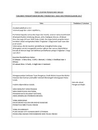 Kandungan buku panduan pengurusan kokurikulum sekolah rendah dan menengah. Teks Ucapan Pengacara Majlis Pendaftaran Tingkatan 1 Docx