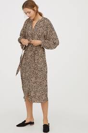 Balloon Sleeved Dress Beige Leopard Print Women H M Us Trendy Clothes For Women Chic Dress Womens Dresses