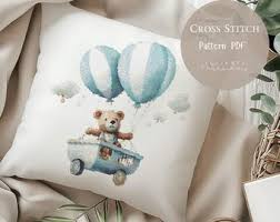 Cross Stitch Pattern Teddy Bear |Nursery Blue Teddy Bear Embroidery Designs  PDF|Modern Cross Stitch Designs|Digital Cross Stitch Pattern|239