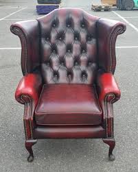 Chesterfield Queen Anne Oxblood Fireside Armchair Leather Lounge Chair Office Fireside Armchair Leather Lounge Chair Armchair Vintage