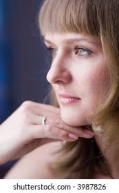 Side Shot Young Lady Leaning On Stock Photo 60629569