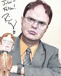 And here's a brand new drawing I did of Dwight Schrute from The Office! I  drew it freehand in colored pencil in anticipation for meeting Rainn in  person and having him sign