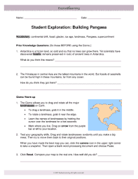Workbook answer key student's book answer key grammar reference answer key click on a link below to download a folder containing all of the answer keys for your level of life. Student Exploration Building Pangaea Answer Key Fill Online Printable Fillable Blank Pdffiller