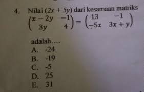 Maybe you would like to learn more about one of these? Soal Matematika Persamaan Matriks Brainly Co Id