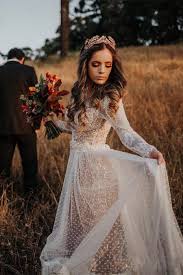 Long Sleeve Wedding Dresses V Neck Long Train Polka Dot Lace Open Back Boho Bridal Gown Ohd216 In 2020 Boho Wedding Dress Lace Wedding Gown Backless Long Wedding Dresses