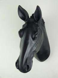 Black Horse Head Faux Taxidermied Horse Head Wall Decor Wall Hanging Wall Mount Wall Art Animal Head Resin Horse A Black Horse Animal Heads Horse Head