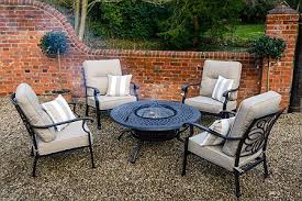 Each can comfortably fit between 4 and 6 polywood adirondack or deep seating chairs, and the spacious table top around the fire is the perfect spot to place your drinks, s'mores, and other snacks! Kensington Fire Pit Dining Sets Cat Aluminium Fire Ice Sets