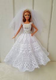 Wedding Dress For Barbie Clothes Barbie Crochet Dress For Barbie Doll In 2020 Barbie Wedding Dress Doll Wedding Dress Barbie Dress Pattern