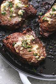 Up Close Grilled Steak On Pan Topped With Butter And Herbs Sirloin Steak Recipes Sirloin Recipes Filet Recipes