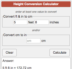 Height Converter Ft To Cm And Cm To In
