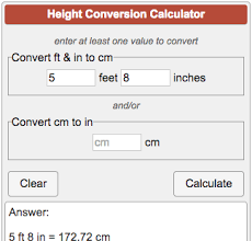 height converter ft to cm and cm to in