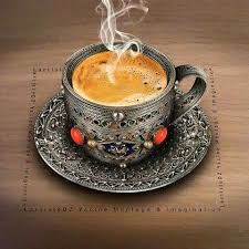 قهوة الصباح في فنجان جزائري تقليدي مصنوع من الفضة والمرجان من تقاليد منطقة القبائل morning with algerian coffee الجزائر تونس المغر food patties tableware