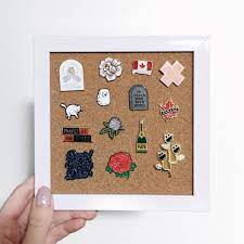I Just Made This Cute Diy Enamel Pin Display It Only Cost About 5 Total And Took Me Around 15 Minutes Pin Display Ideas Enamel Pin Display Disney Pin Display