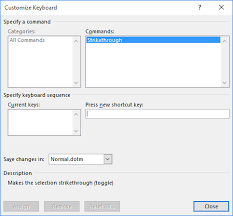 Resetting All Shortcut Keys Microsoft Word