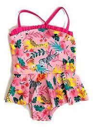 Baby Girls Pink Tropical Safari Skirted Swimsuit 3 6 Months Ebay