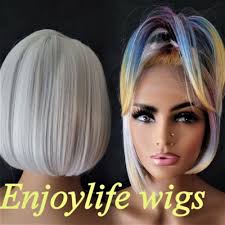 H.d Lace Front White Blonde Rainbow Highlighted Dream Bob