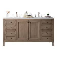 Update your bathroom with this ceramic vanity set. 60 Chicago Whitewashed Walnut Double Sink Bathroom Vanity