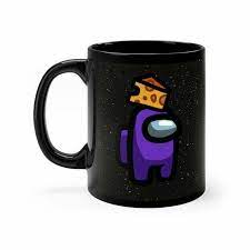 Among Us Imposter Crewmate Cheese Hat Gamer Mug Black Mugs Purple Aesthetic Cute Mugs