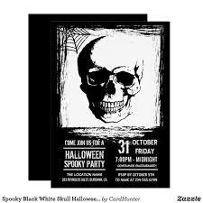Black And White Halloween Pictures Spooky Black White Skull Halloween Costume Party Card Halloween Costume Party Invitations Halloween Invitations Costume Party Invitations