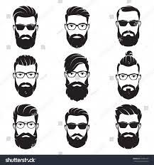 Set Of Vector Bearded Men Faces Hipsters With Different Haircuts Mustaches Beards Silhouettes Avatars Heads Emblems Baardstijlen Haarsalon Haar Tekenen