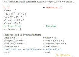 Contoh soal persamaan kuadrat kelas 9. Soal Dan Pembahasan Persamaan Kuadrat Dengan Akar Kembar Istana Mengajar