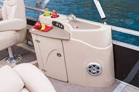 Starboard Aft Fully Molded Fiberglass Refreshment Center W Sink Pull Out Sprayer 13 5 Gal On Demand Fresh Water Tank Food Party Barge Pontoon Boat Pontoon