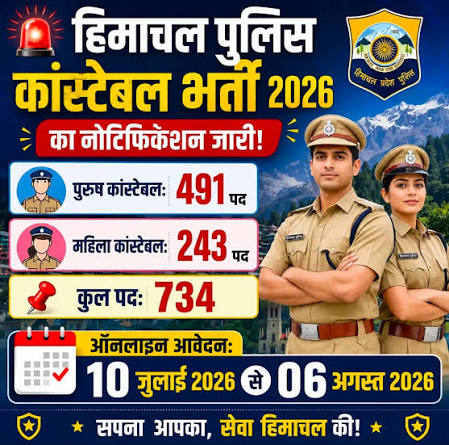 हिमाचल प्रदेश पुलिस कांस्टेबल (महिला) भर्ती 2026