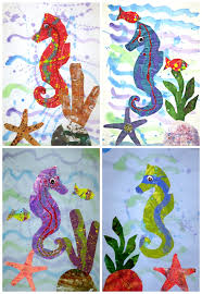 Place different colors of paint on the paper. Seahorses Inspired By Eric Carle Susan Tara Meyer