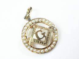 Vintage Masonic 14k Gold Compass Charm 14k Yellow Gold Pendant Seed Pearl Charm Gold Charm Masonic Order Fraternal Charm Freemason Mason Yellow Gold Pendants Gold Compass Gold Pendant