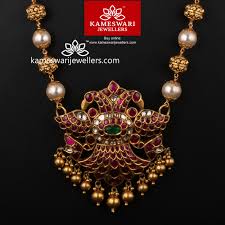 Buy Necklaces Online Extravagant Medly Of Uncut Ruby And Pearls From Kameswari Jewellers Gold Pendant Jewelry Gold Jewellery Design Necklaces Gold Jewelry Fashion