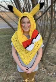 Pikachu Inspired Hood Etsy Hooded Scarf Pikachu Casual Wear
