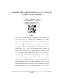 Memerlukan pemimpin dan mendamaikan ketegangan. Pdf Memahami Hijrah Dalam Realitas Alquran Dan Hadis Nabi Muhammad