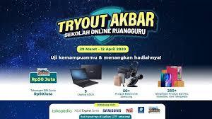 Ruang guru sedang mengadakan promosi diskon 50% dengan menggunakan kode promo ceria. Ikuti Tryout Akbar Sekolah Online Ruangguru Gratis Dan Raih Berbagai Hadiah Cukup Dari Rumah Saja Warta Kota