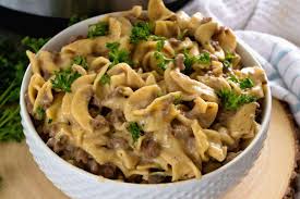 Some kind of slower cooker meal involving shredded chicken , and some type of. Instant Pot Pressure Cooker Hamburger Stroganoff Julie S Eats Treats