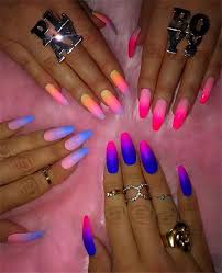 Black And Hot Pink Ombre Nails Chic Ombre Coffin Nails Designs In Summer Nail Art Connect Ombrenails Coffinnails Glow Nails Nail Art Ombre Ombre Nail Designs