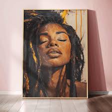 Earth Tones Woman With Locs Wall Art Abstract Black Woman Afro Art Textured  Dreadlocks Art Print Luxury Afrocentric Home Decor Gift