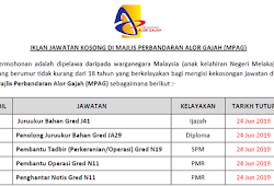 Alor gajah municipal council (malay : Jawatan Kosong Di Majlis Perbandaran Alor Gajah Mpag Kelayakan Pmr Spm Diploma Ijazah Ejawatankini Com