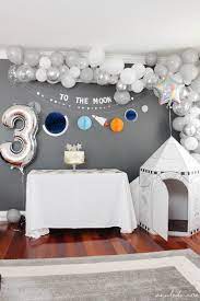 This shared space with a space style is incredibly cool and as additional decorations, you can add a space art work behind the bed for more impressive vibes. Galactic Space Themed Party Out Of This World Birthday Celebration Ann Le Do
