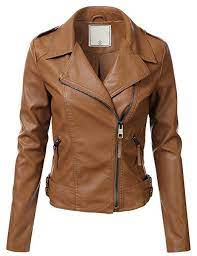 Floria Women Faux Leather Jacket W Zipper Closure Khaki M Faux Leather Jacket Women Leather Look Jackets Faux Leather Jackets