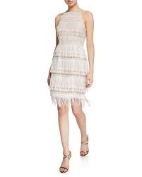 Aidan By Aidan Mattox Lace Fringe Halter Cocktail Dress Designer Cocktail Dress Dresses Halter Cocktail Dress